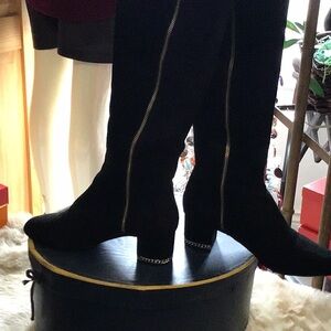 Michael Kors Collection Black Suede Over the Knee Boots